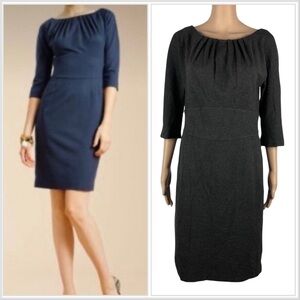 Trina Turk Serafina Ponte Knit Sheath Dress Charcoal Size 8 3/4 Sleeve Midi
